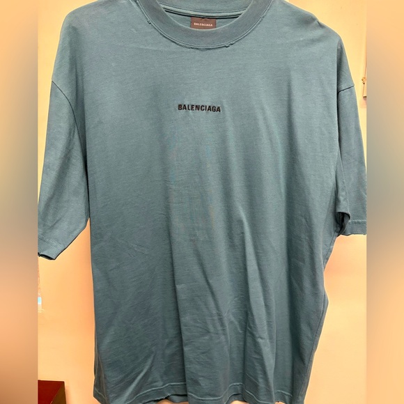 Balenciaga T-shirt Muted Teal Black Logo 🩵